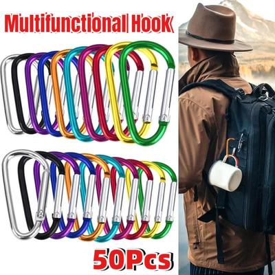 Mousqueton multifonctionnel en acier inoxydable, porte-clés, anneau en D, boucle, mousqueton à ressort, mousqueton, porte-clés, accessoires de camping