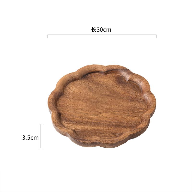 Walnut Wood Flower Shape Plate Restaurant Pizza Plate Steak Plate Dessert Dish Fruit Plates Molecular Food Specialty Tableware