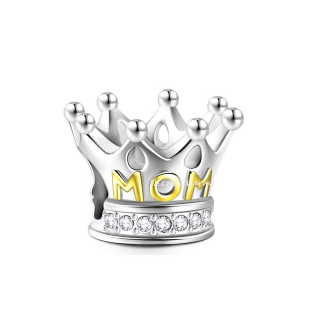 New Mother'S Day Crown Charm Fit Original Bracelet Shining Bead Diy Women Jewelry Giftcopper Trinket Jewelry Party Gift