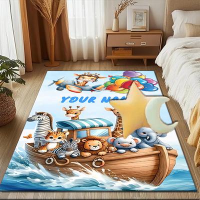 1PC Custom Name Adventure Noah's Ark Theme Floor Mat Ideal for Living Room, Game Rooms, Office, Bedroom, Floor Mat Playful Design