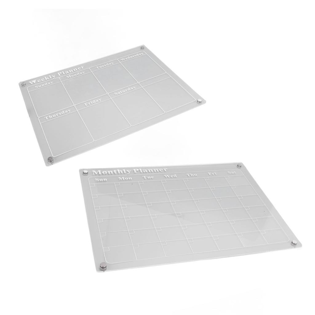 Monthly and Weekly Planning Board Set Clear Acrylic Dry Erase Board Schedule List Planner Calendar with 3 Color Pens