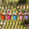Compact Wrought Iron Hanging Planter for Indoor/Outdoor Use