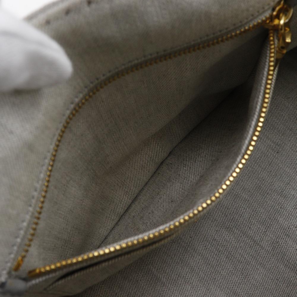 PRADA Canapa Handbag 1BG439 Triangle With Logo Light gray denim Women Used