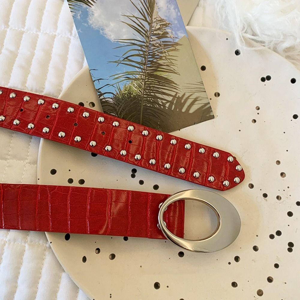 Y2k Women's Rivet Belt Gothic Dress Jeans Belt American Leather Waist Belt Waist Accessories