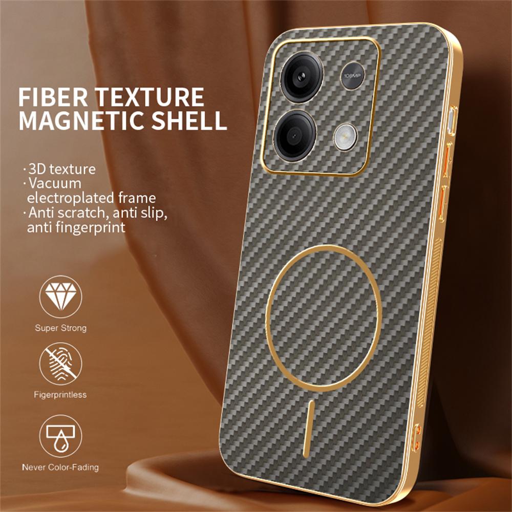 For Xiaomi Redmi Note 13 5G Phone Case Carbon Fiber Textured Electroplated TPU Back Cover