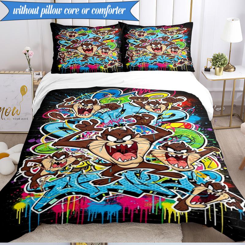 3PCS Tazma-nian Artwork Bedding Set,Including 1pc Duvet Cover And 2pcs Pillowcases Perfect for Bedroom, Dormitory, Fan Christmas gift