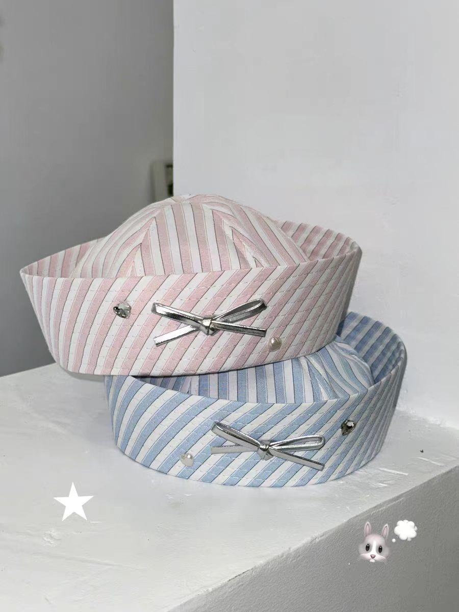 

Любовь вспышка бриллиант бант матросская шляпа японский jk милое и милое лицо маленький козырек морской стиль берет дети One size fits all розовый