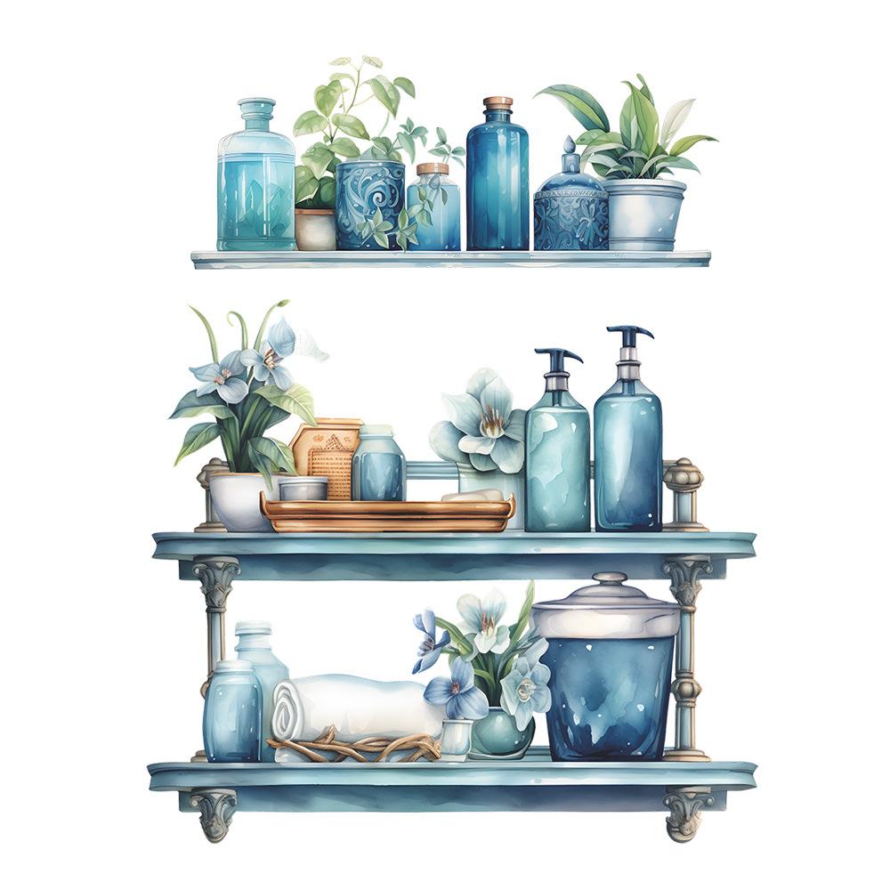 Fun-f58 Shelf Vase Bathroom Bathroom Wall Beautification Decorative Wall Stickers