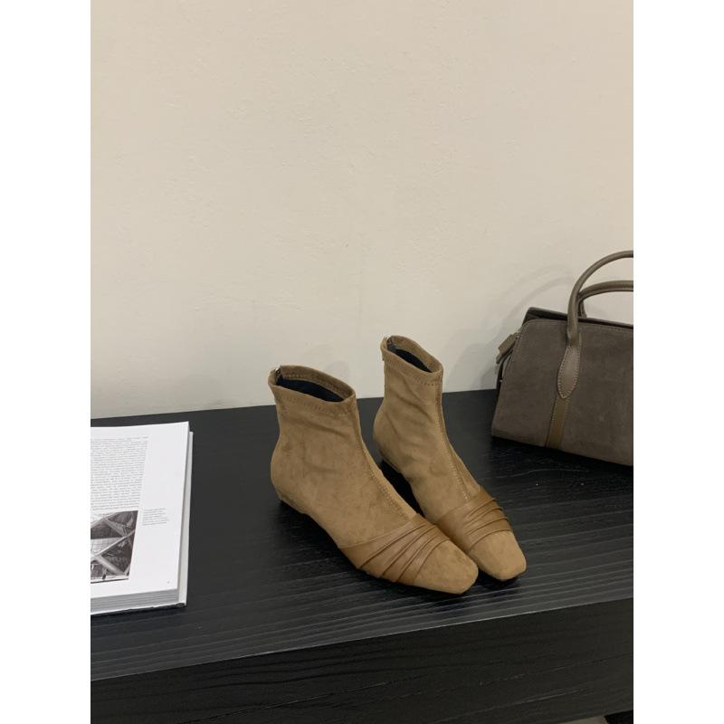 Coarse heel French British style retro square head short boots women's boots new in autumn and winter 2025