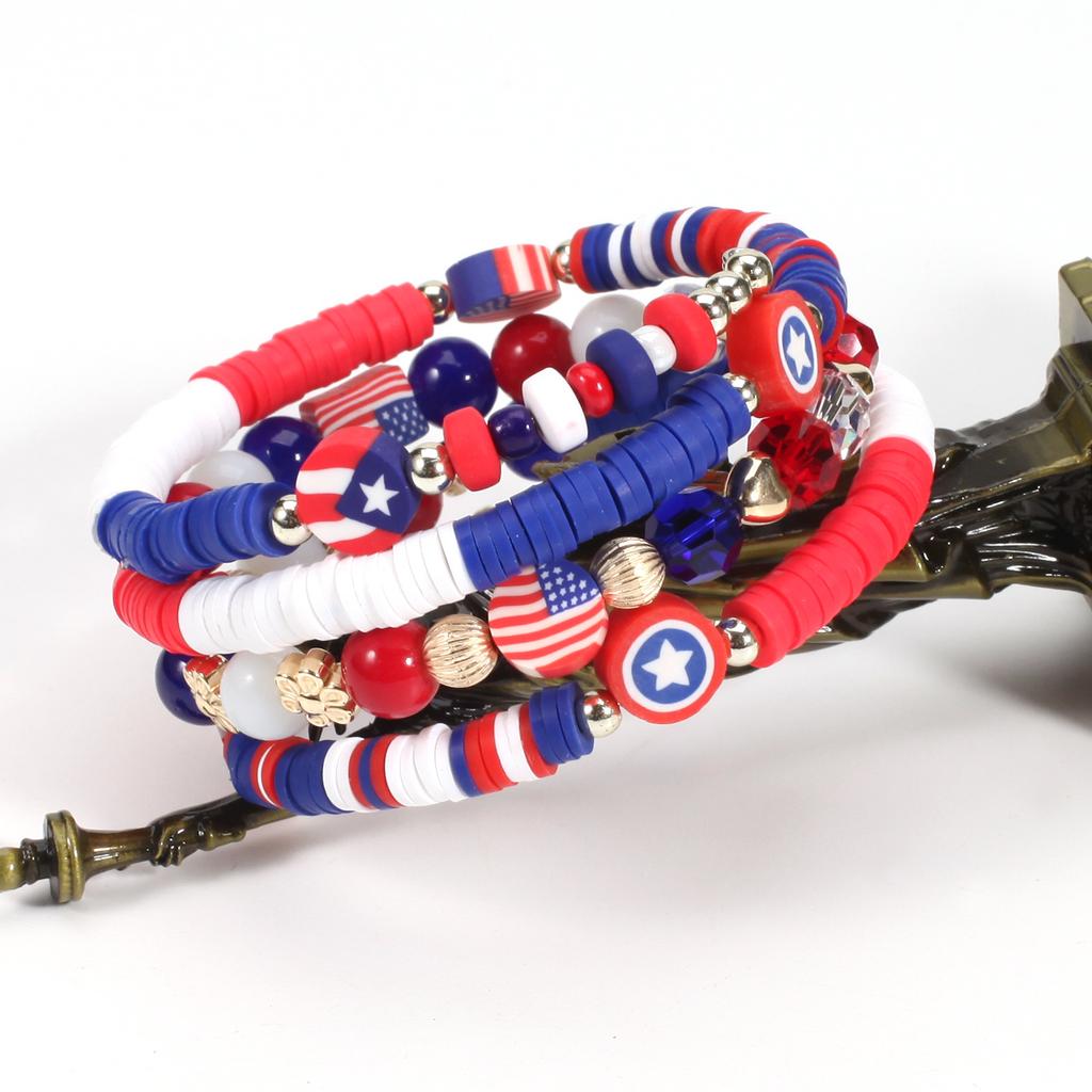 JYL TS Bracelet Bohemian Independence Day  Braided Beads Ignites Patriotism