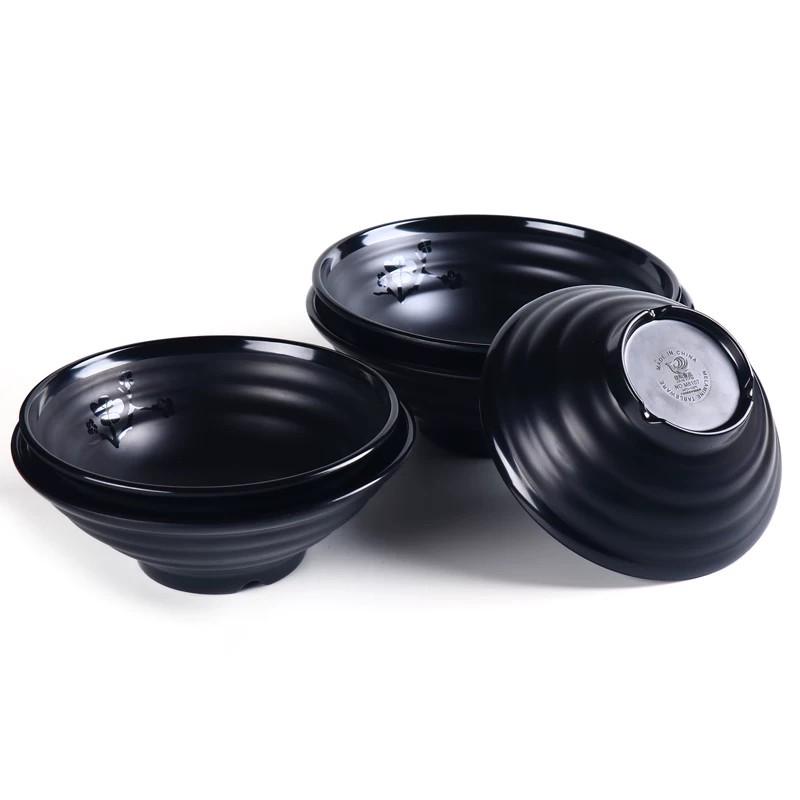 Gannian Melamine Matte Black Commercial Ramen Bowl