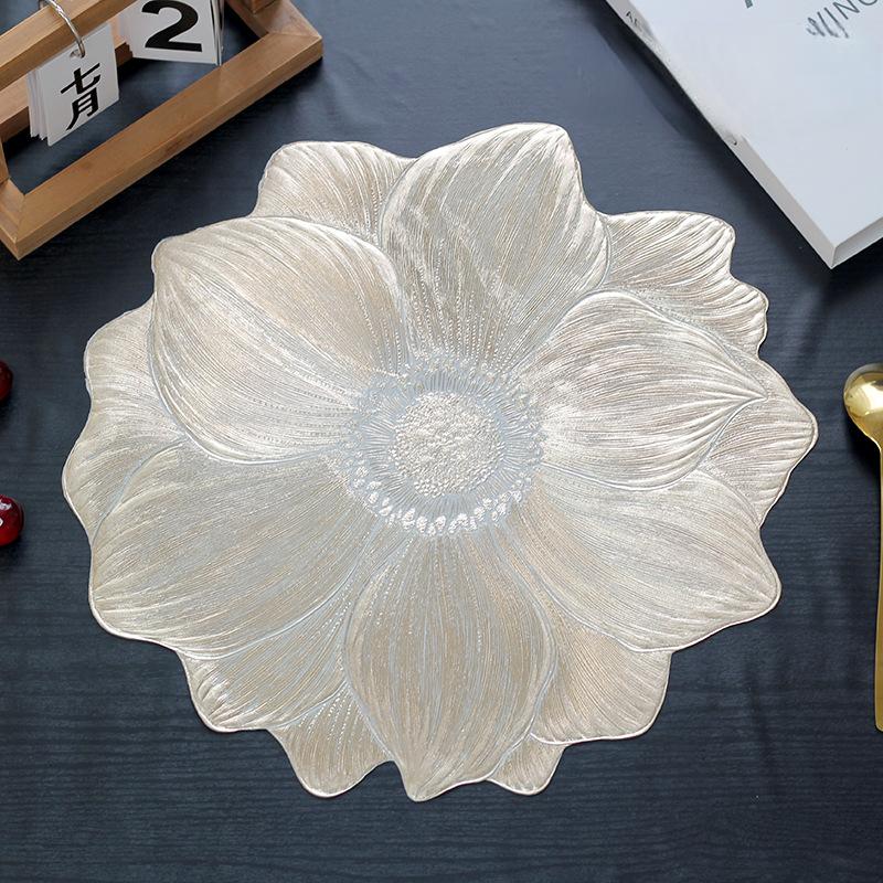 High-Value Placemats Light Luxury Lotus Non-Slip Placemats Bowl Mats Coasters PVC Heat Insulation Mat Thickened Hotel Household Washable Mat