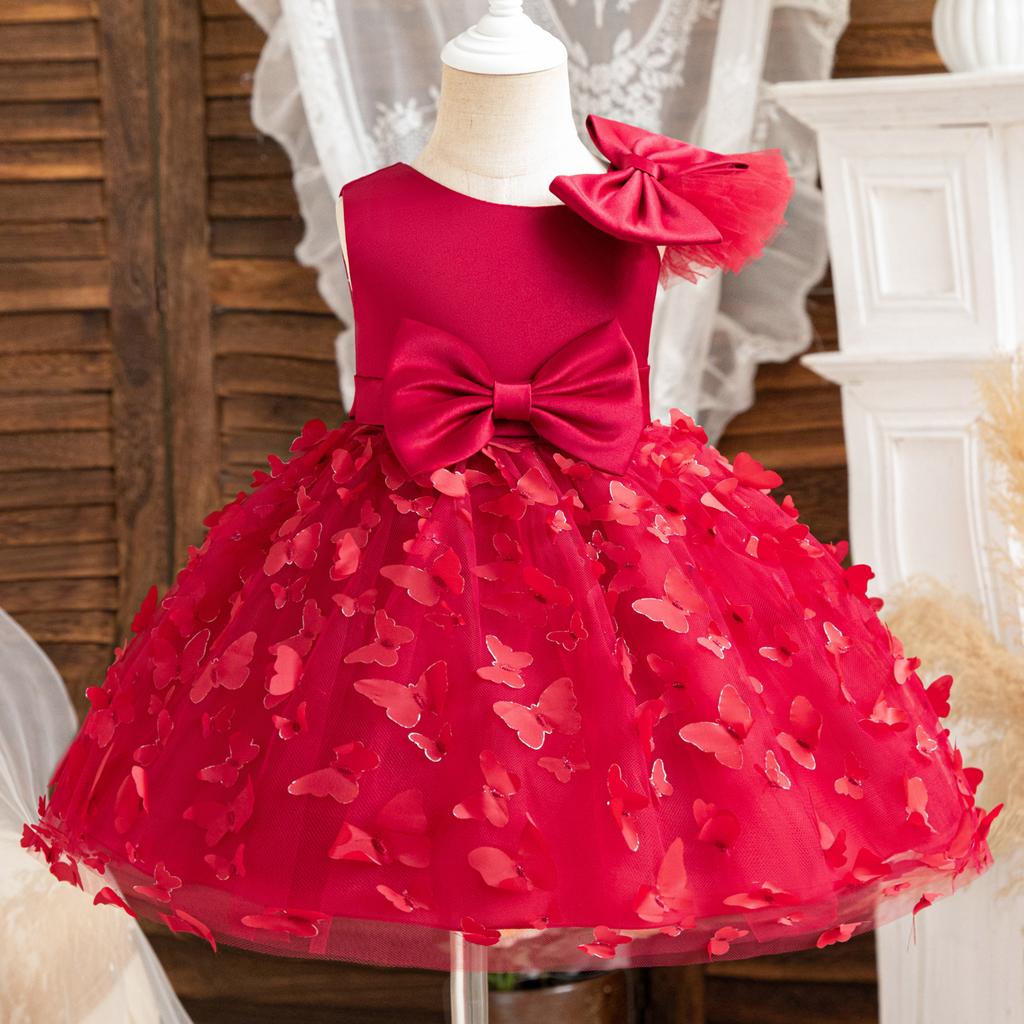 Mädchen Mode Kleid 2025 Sommer Kinder Mädchen Prinzessin Kleid Mesh Kleid Pompadour Kleid Geburtstag Erstes Geburtstagskleid