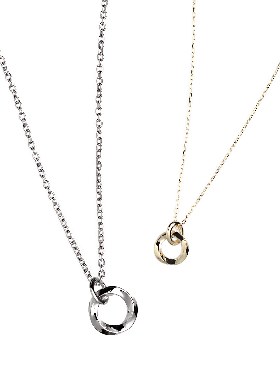 

K10 SV925 Circle Pair Necklace L&CO 60-8033