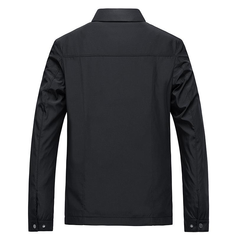 Men's Lightweight Jacket - Spring/Autumn Business Casual, Turn-Down Collar for Middle-Aged & Elderly.