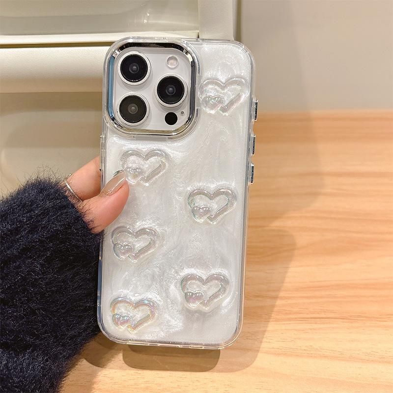 Pearl Water Diamond Bear Phone Case for Apple 17promax Love for IPhone15 Drip Glue Glitter Pink Women's New Style