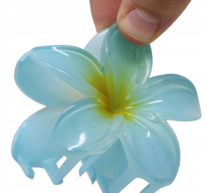 Spinka Włosów Klips Niebiesko-Żółty Kwiat Wiosna Karnawał Hawaje Aloha 8Cm