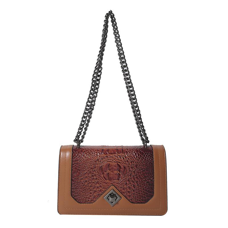 

Bags wholesale women s bags, new European and American retro embossed shoulder messenger chain small square bag коричневый