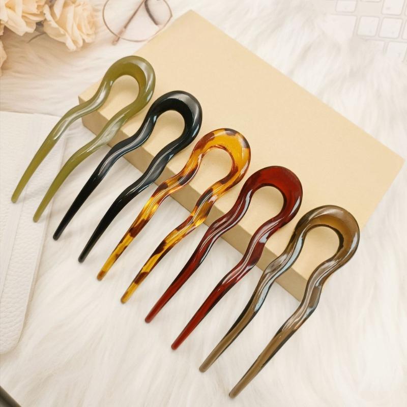 1Pc acrylic U-shaped hairpin, women's back head disc hairpin, simple hairpin, women's hair accessories