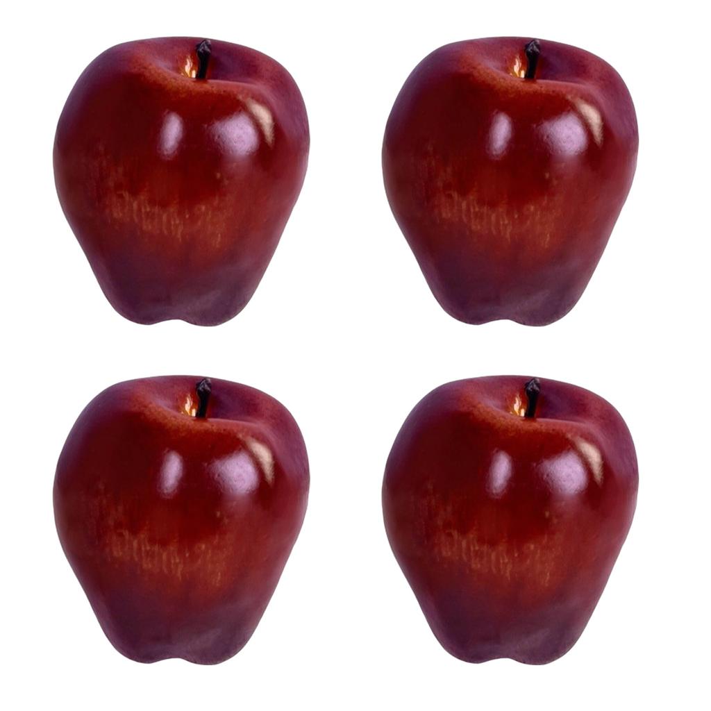 Set aus 4 lebensechten roten Äpfeln Lebensechte künstliche Apfel-Repliken Ideal für Partydekorationen und Unterrichtsmittel für den Klassenraum