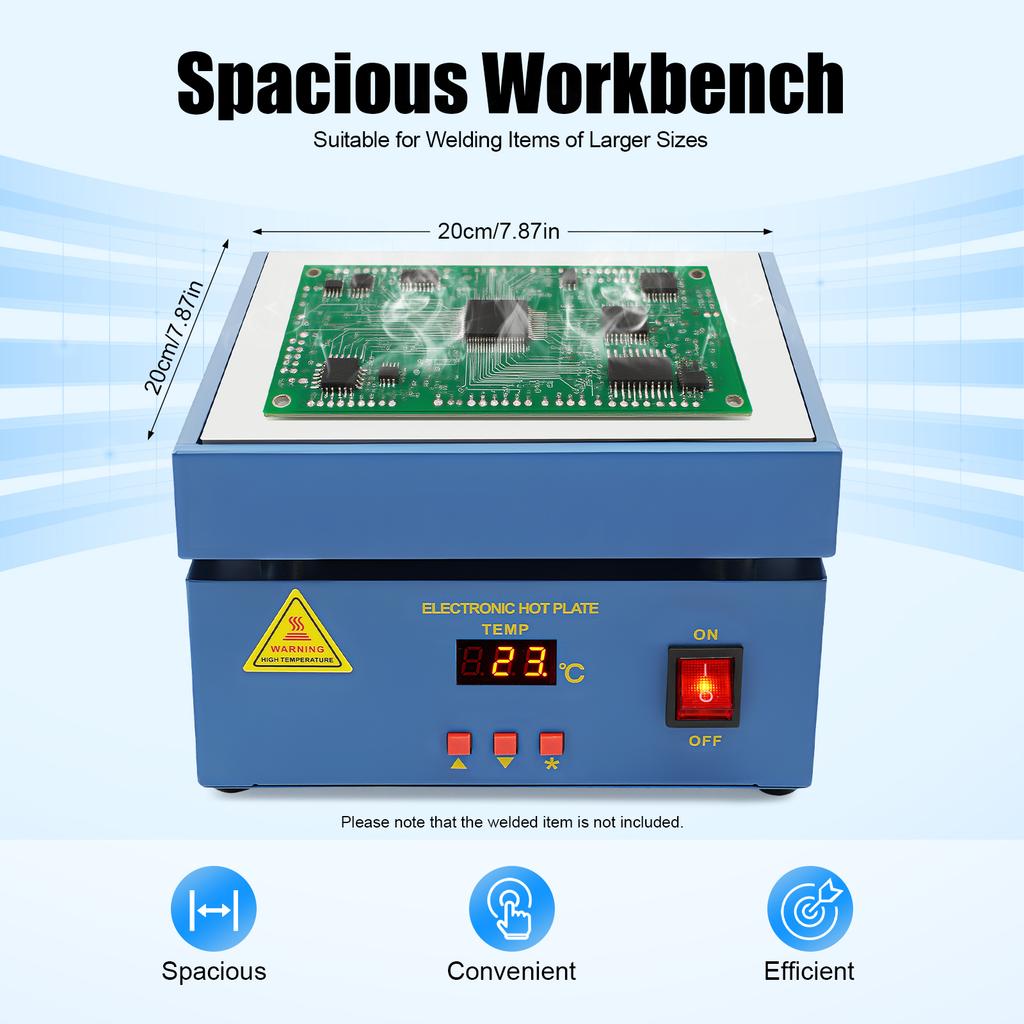 800W Electronic Soldering Hot Plate Preheat Soldering Station Welder Hot Plate LCD Display 20x20cm