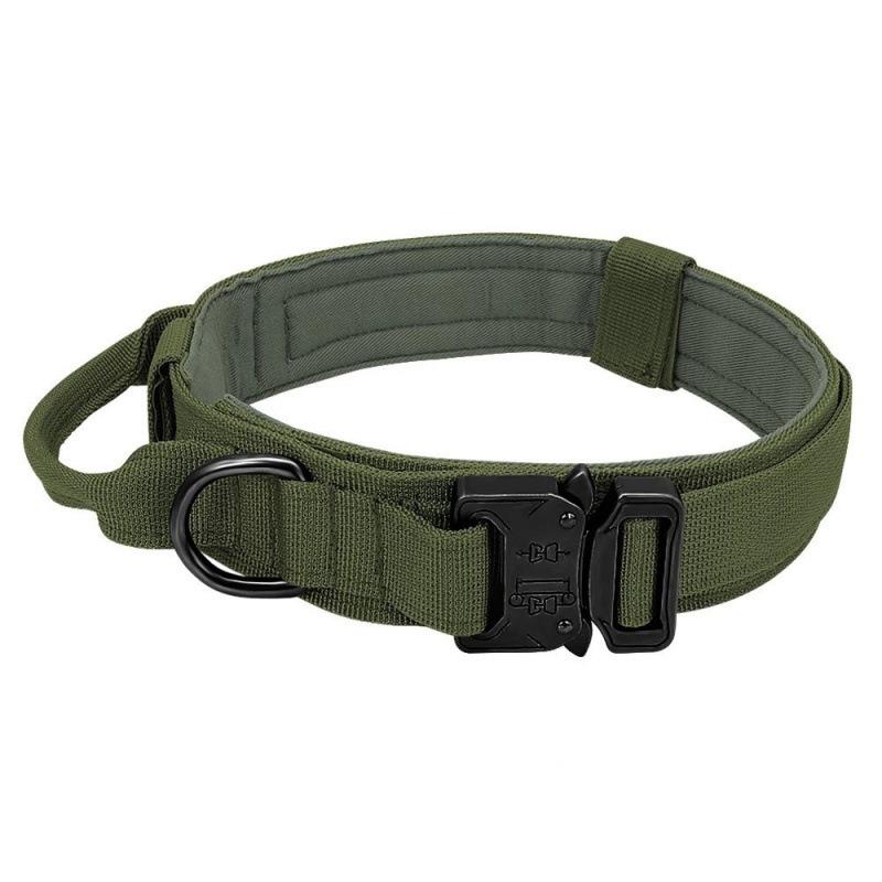 

Tactical Dog Collar Adjustable Military Training Nylon Dog Necklace with Control Handle Heavy Metal Buckle for Medium Large Dog L