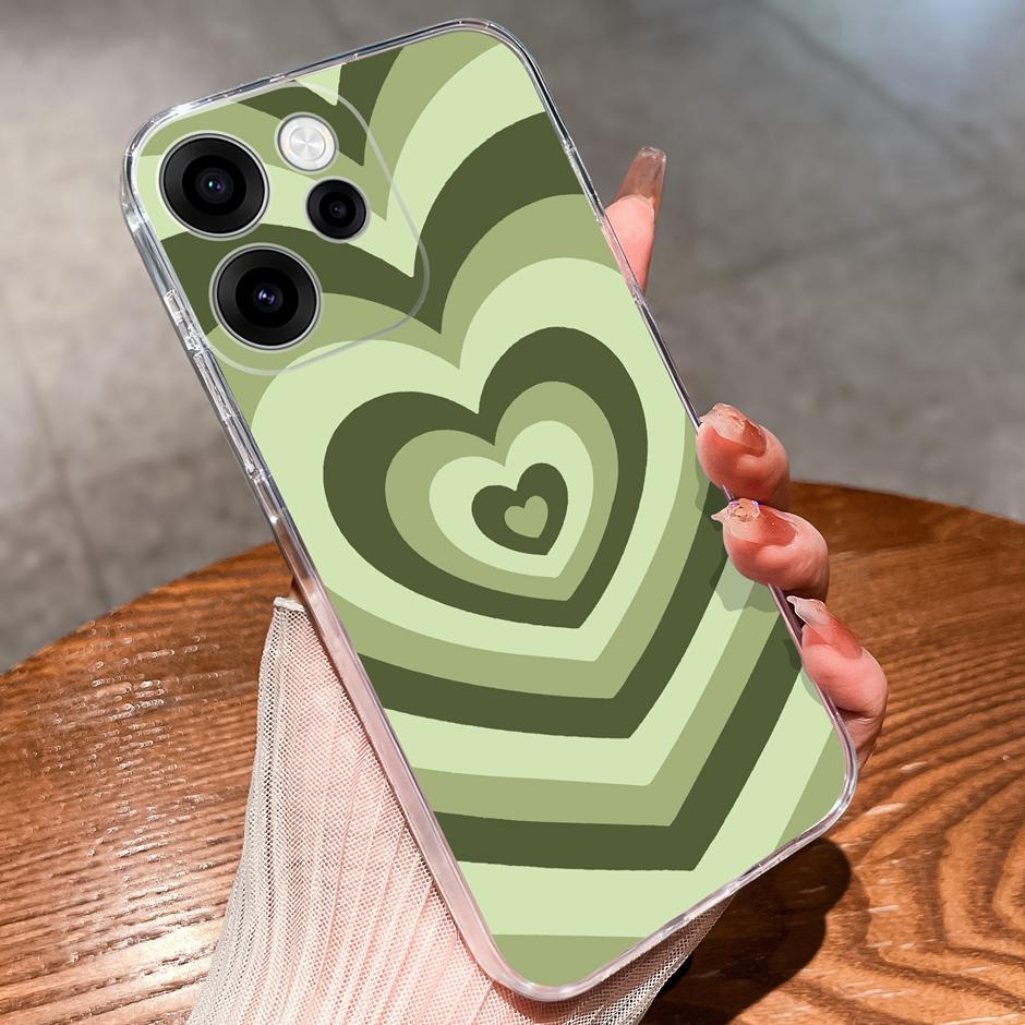 Cases For OPPO Reno15 15F 15Pro Cute Girl Love Heart Lightweight Simplicity Soft Transparent Housing For Reno 15F 15 Pro Capa