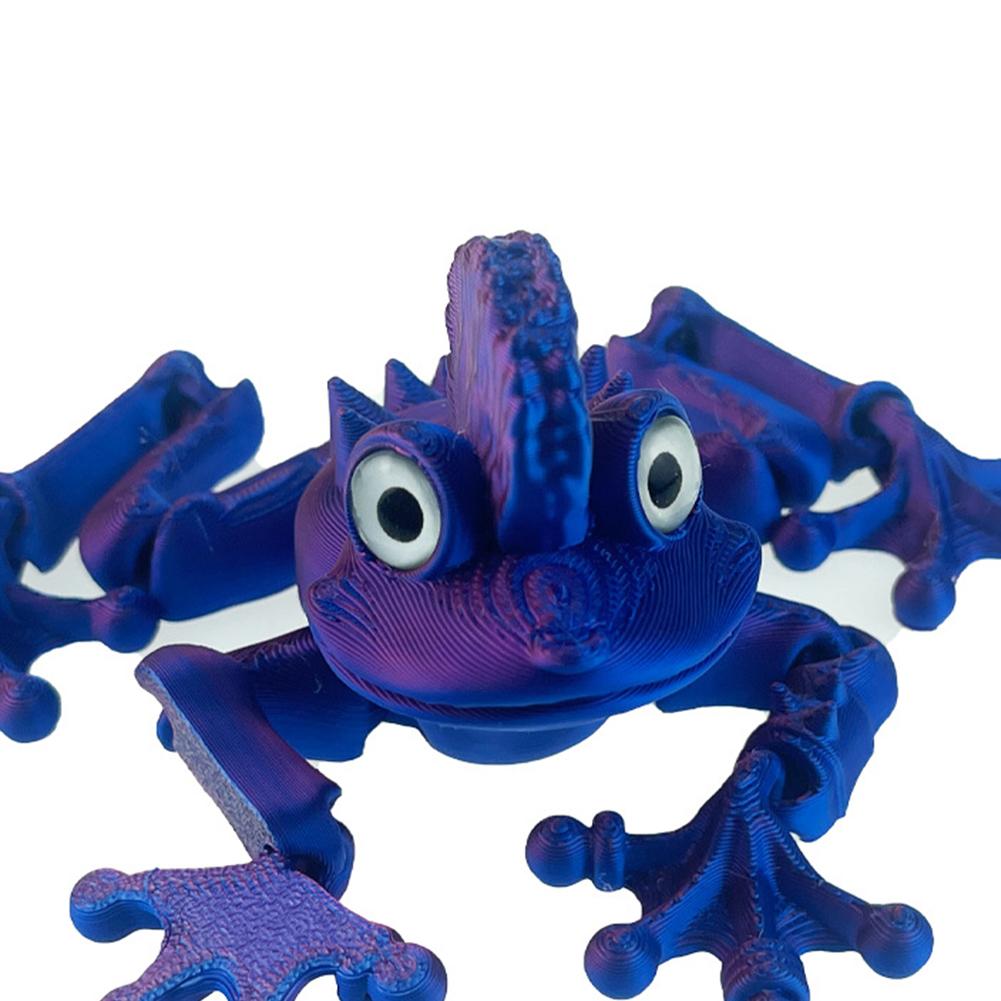 3D Printed Articulating Frog Figurine with Simulation Eyeball for Kids Adults