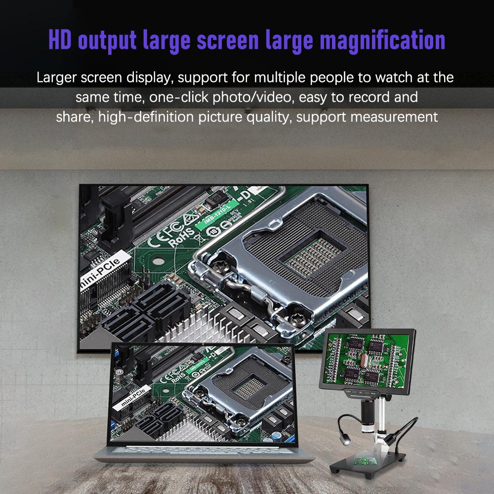 10,1-Zoll-LCD-USB-Digitalmikroskop 1080P Münzmikroskop 1-1600X 16MP Touch-Steuerung Leichtigkeit