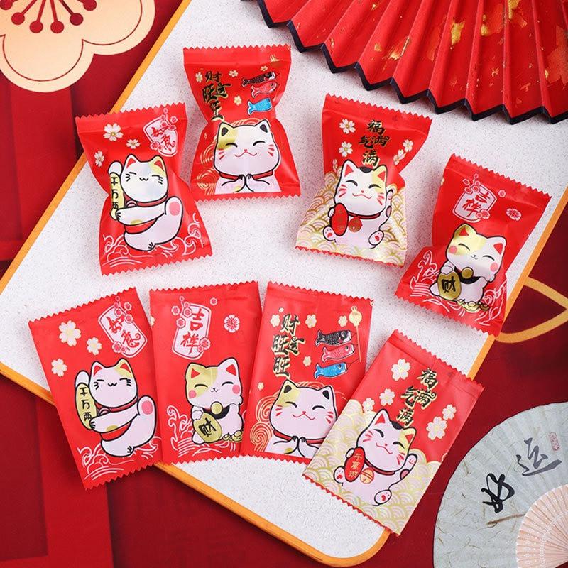100 Stück 7x9,5cm Chinesisches Neujahr Schneeflocke Knusprige Verpackung Backen Keks Süßigkeiten Maschinengeeignet Versiegelt Event Party Geschenktüten