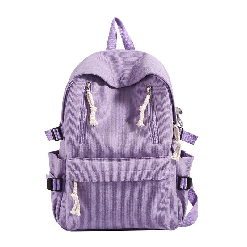 Rucksack mit großem Fassungsvermögen Studentenschulranzen Neuer Stil Samt-Rucksack Einfarbig Schlicht Vielseitig Mode Multi-Taschen-Rucksack