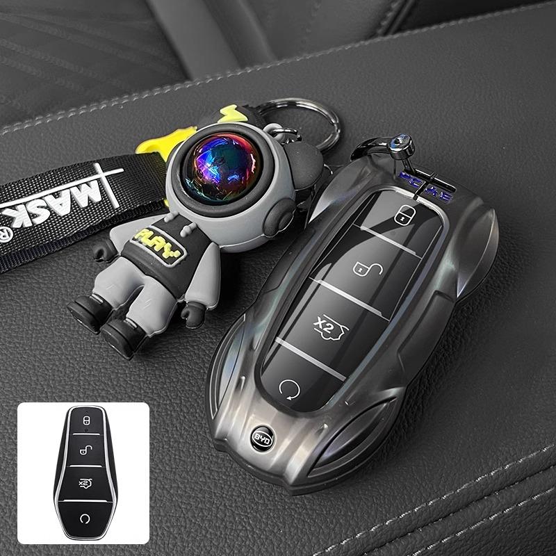 Car Zinc Alloy Leather Key Case Cover For BYD Atto 3 Han EV Dolphin Lied Tang Dm Qin PLUS Song Pro MAX Yuan Keychain Accessories