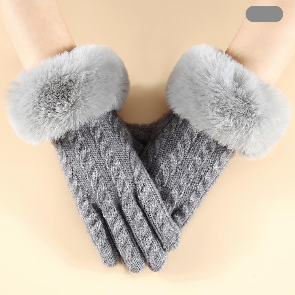 Winter Women Knit Gloves Minimalist Fashion Office Warm Gloves Windproof Riding Outdoor Gloves
