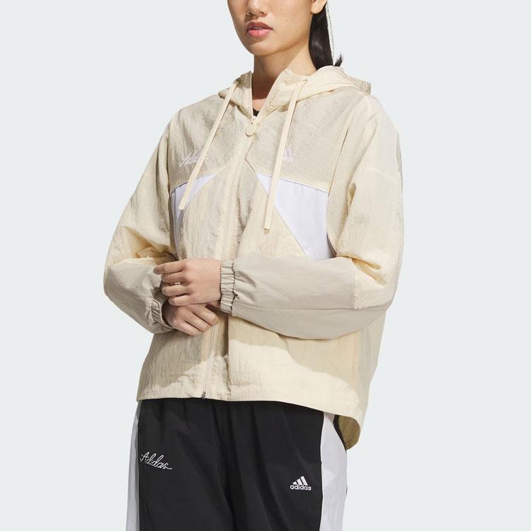 Adidas Rco Jachetă Windbreaker cu Blocuri de Culoare cu Glugă Jachetă Femei Rock Nisip Praf IP0752
