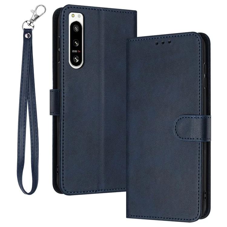 For Sony Xperia 5 IV 5G Anti-Scratch Leather Phone Cover Wallet Wholesale Phone Case with Stand Function - Green