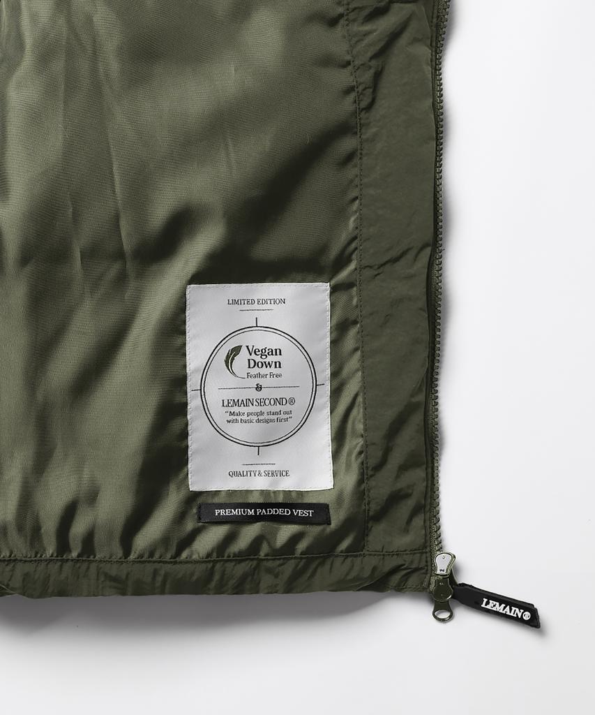Lemain Second 2-Way Oversized Voluminous Taslan Puffer Vest [Khaki]
