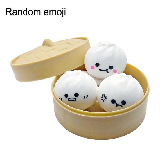 3Pcs Cartoon Expression Steamed Bun Toy Stress Relief Slow Rising Dumpling Squeeze Sensory Toy Soft Stress Ball Simulated Dough Ball Fidget Toy
