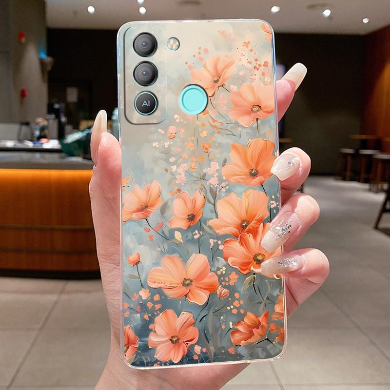 For Tecno Pop 5 LTE BD4 Pop5 BD2 4 Air 4 LTE Cases Flower Butterfly Cover Pop 6 Pro BE8 Soft Silicone Transparent TPU Phone Case