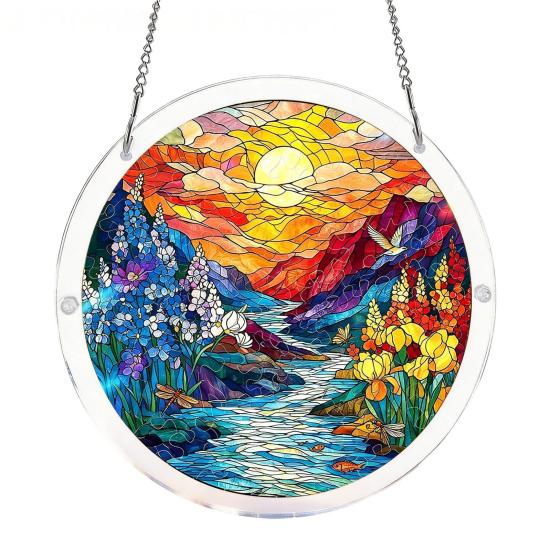 83 Pcs Acrylic Suncatcher Jigsaw Puzzles Stained Glass Style Window Hanging Decor DIY Sun 19cm