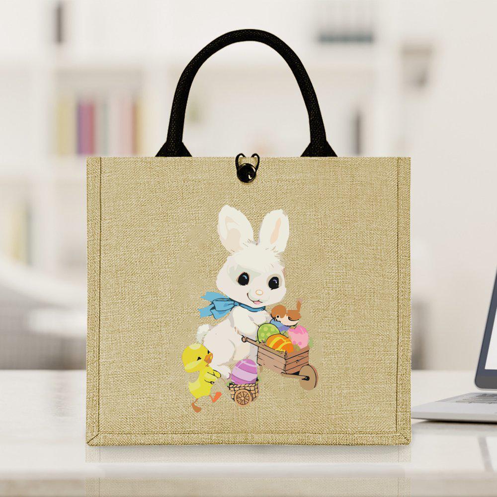 Charming Easter Burlap Gift with Cute Rabbit Pattern – Humorous and Stylish