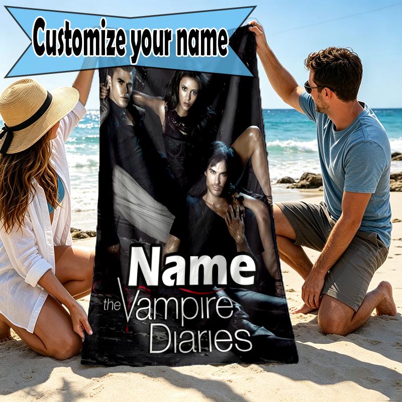 Custom Name Personalized horror theme Print Beach Towel, for Trip Camping Beach Party Home Decor, Birthday Gift for Family & Friends