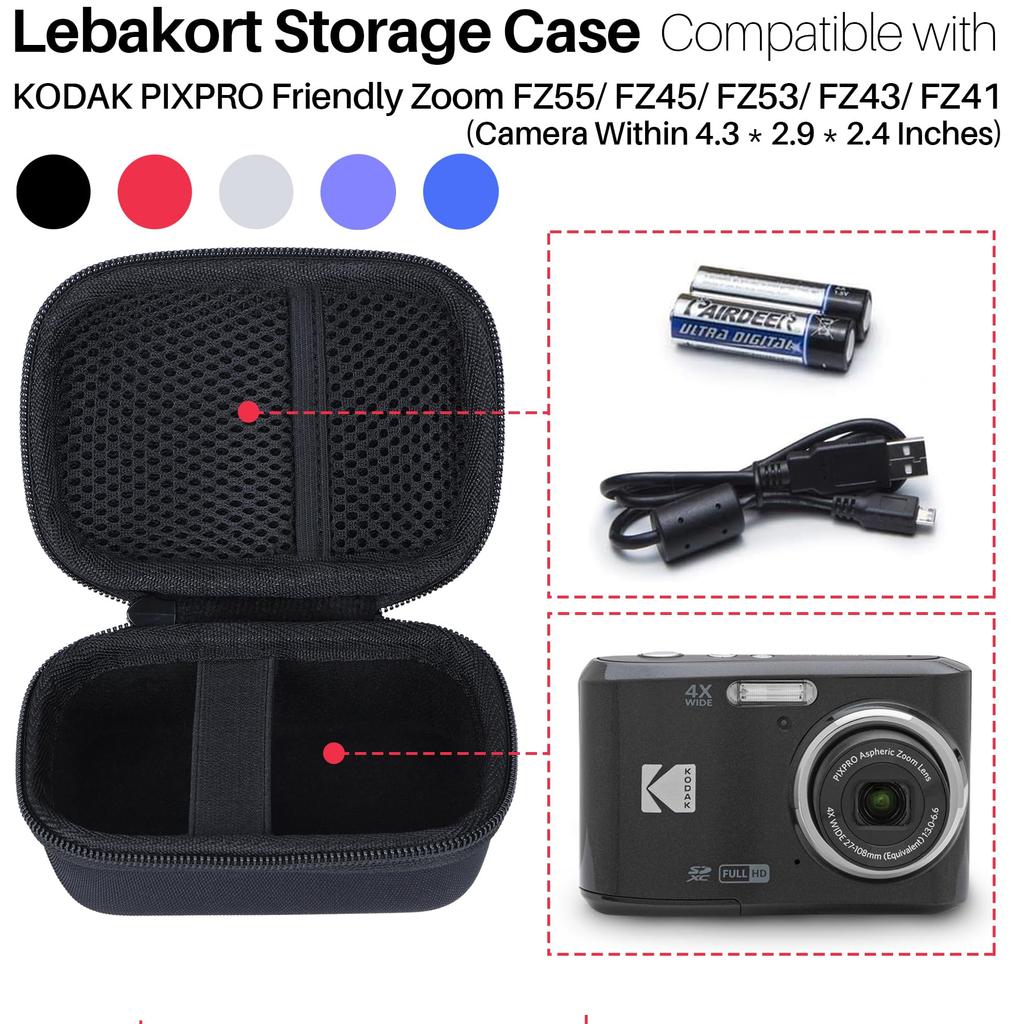 Lebakort Storage Case for Kodak PIXPRO FZ55/FZ45 Zoom Digital Cameras (Off-White)