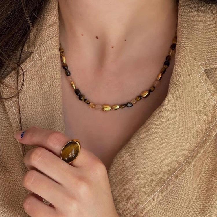 Maillard Caramel Beaded Necklace - Colorful Holiday Style for Women
