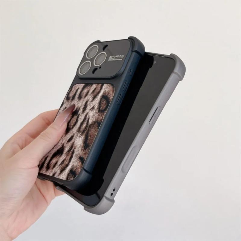Luxury Shockproof Leopard Print Pattern Case for iPhone 17 Air 16 15 14 13 Pro Max Plus Large Window Protector TPU Phone Cover