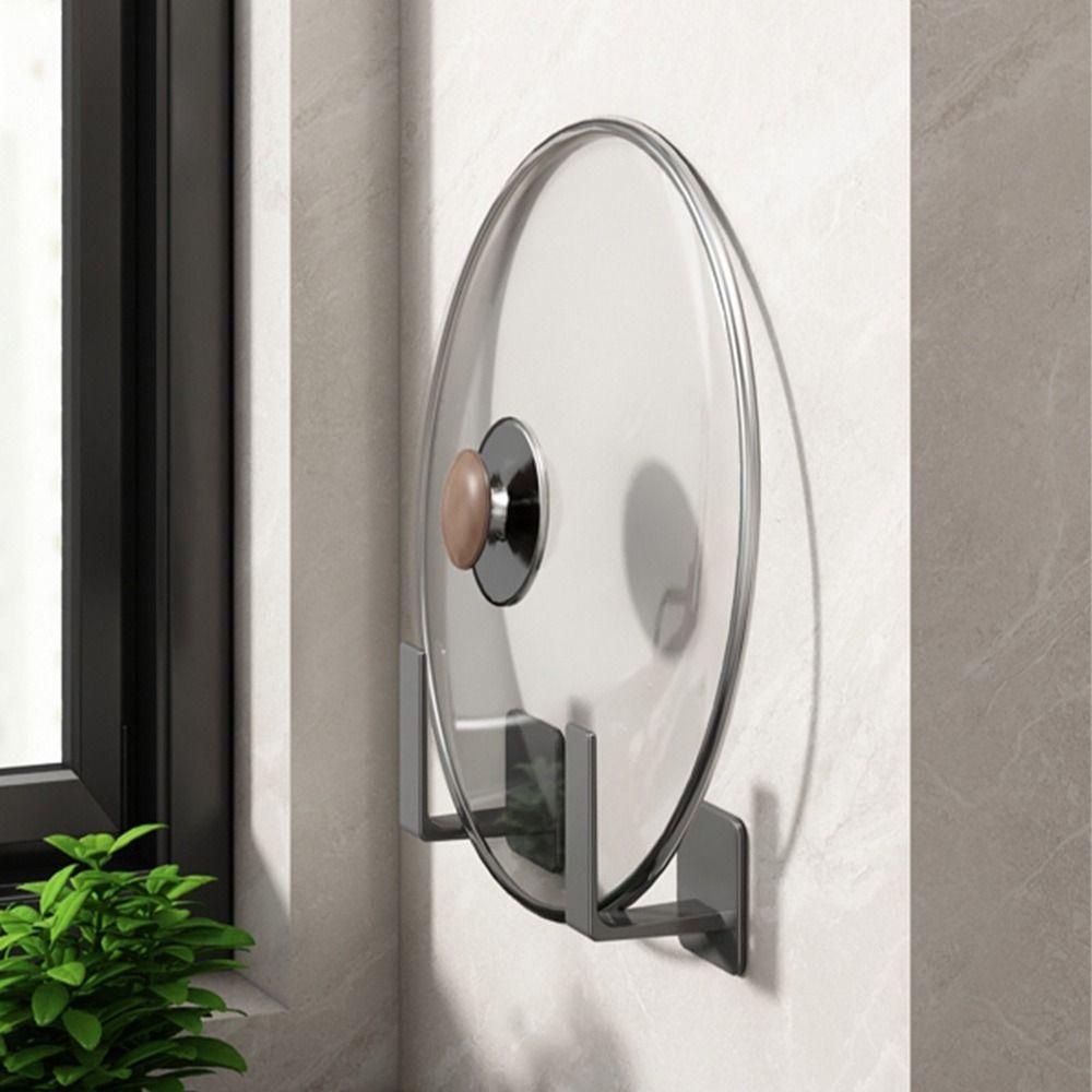 1PC New Punch-Free Lid Holder Multifunctional Carbon Steel Pot Lid Storage Rack Wall Hanging Kitchen Storage Rack for Kitchen