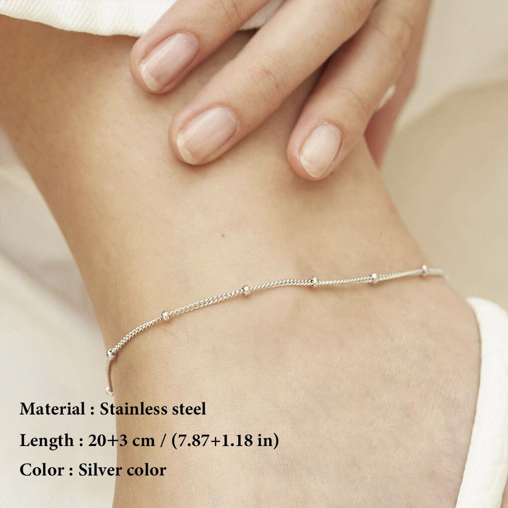 SUNIBI Fashionable Stainless Steel Minimalist Bead Decor Anklet Chain For Women