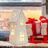Ceramic Christmas Village House Ornament LED Lighted Christmas Tree Cottage  Desktop Home Ornaments Christmas Lamp Room Decor