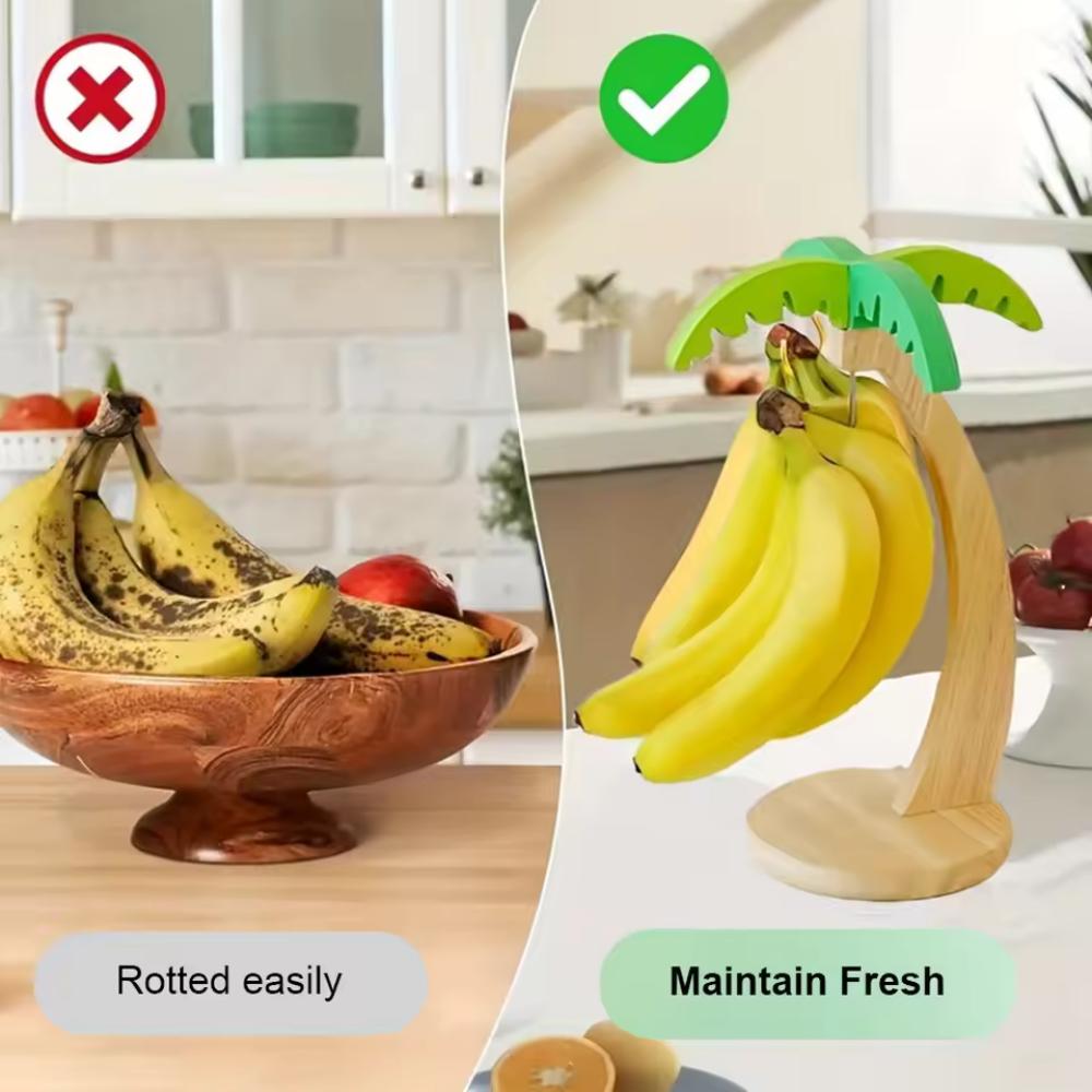 Modern Minimalist Wooden Banana Hanger Palm Tree Fruit Organizer Multi-Purpose Home Decor Kitchen Storage Rack Ins Trendy Gadget