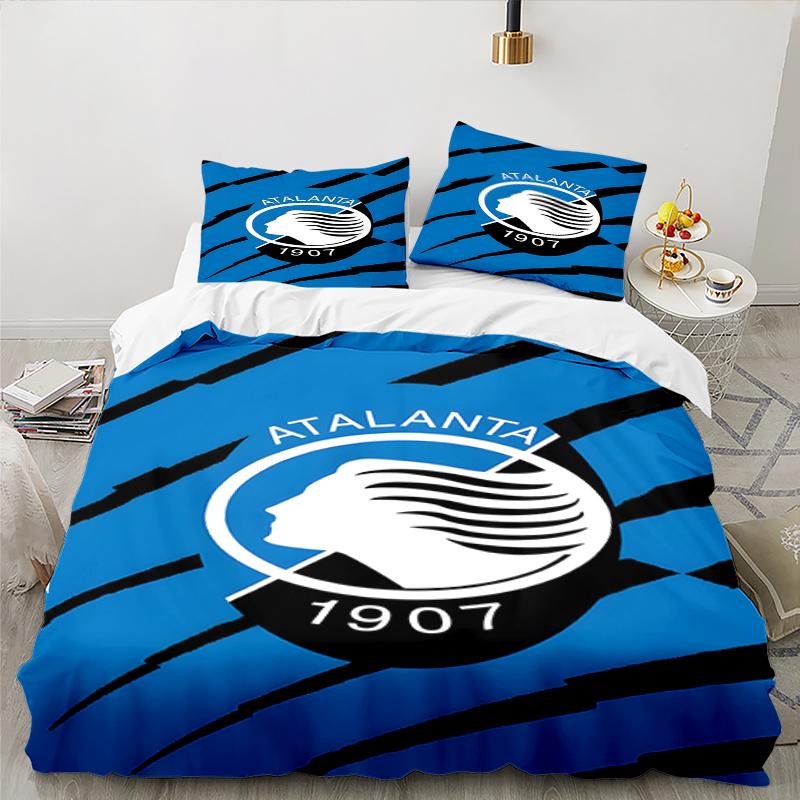 3PCS Football Atalanta Bedding set,Ideal For1pc Duvet Cover And 2pcs Pillowcases Perfect for Christmas gift,Ideal for Bedroom, Dormitory
