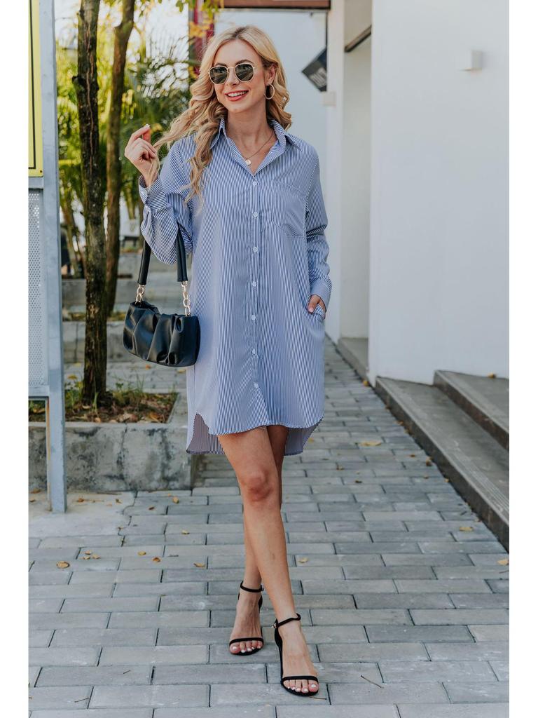 2022 European & American Women's Spring/Summer Long-Sleeve Striped Casual Shirt